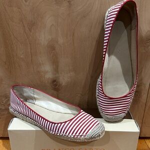 Franco Sarto Red and White Striped Espadrilles